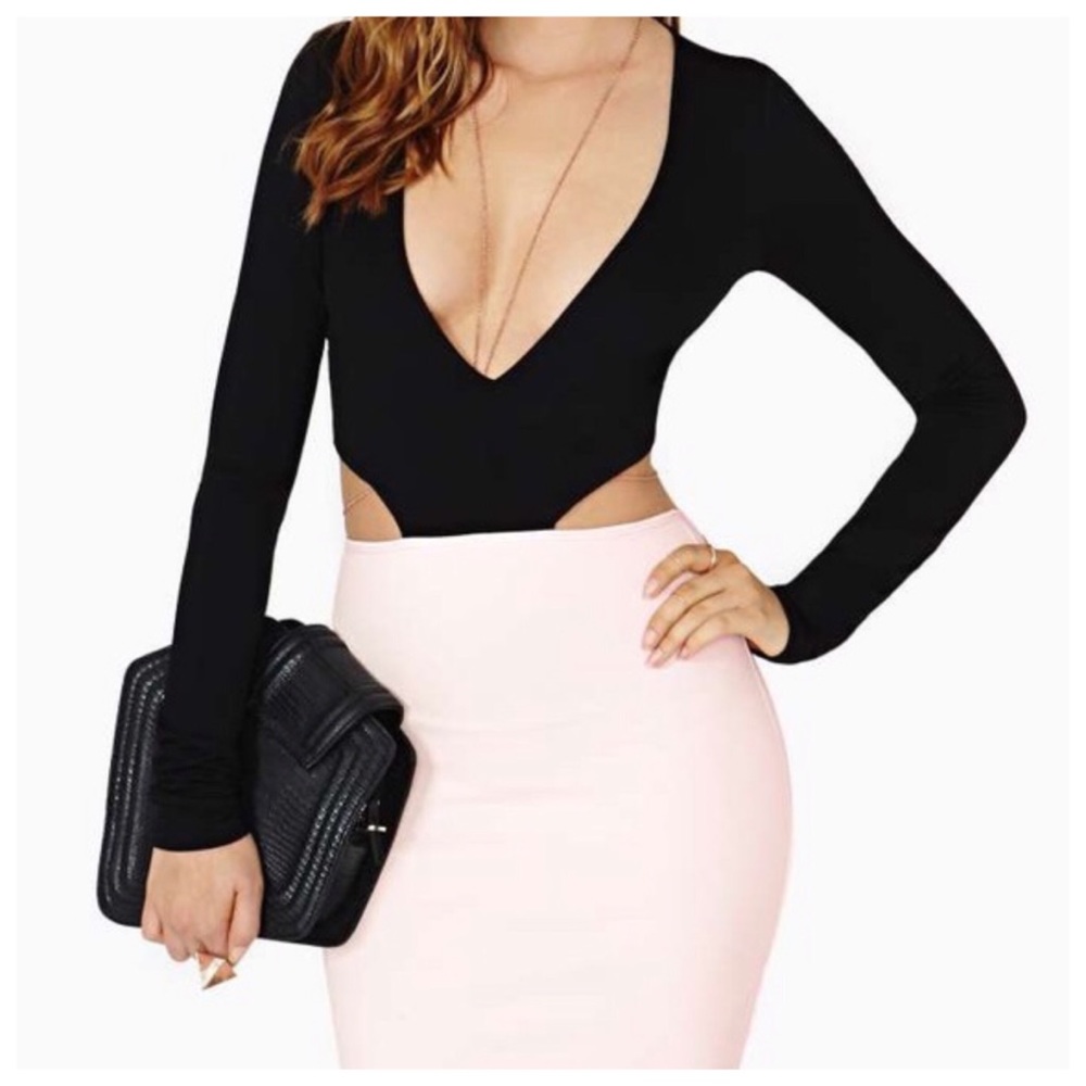 Nasty Gal Pink & Black Cut Out Dress